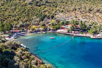 Fototapeta premium Beautiful Mediterranean landscape. Autumn in Turkey. View of Bay, Likya
