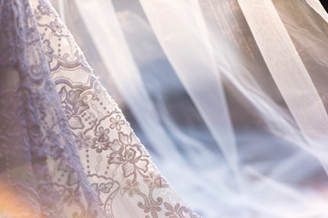 detalhe de vestido da noiva