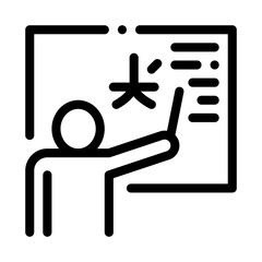 Foreign Language Teacher Icon Thin Line Vector. Human Teacher Pointing On Blackboard Concept Linear Pictogram. Education Monochrome Outline Sign Isolated Contour Symbol Illustration