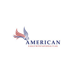 Eagle with american national flag logo design