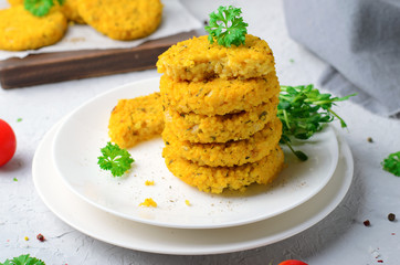 Vegan Millet Burgers, Tasty Meal over Bright Background