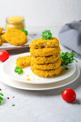 Vegan Millet Burgers, Tasty Meal over Bright Background