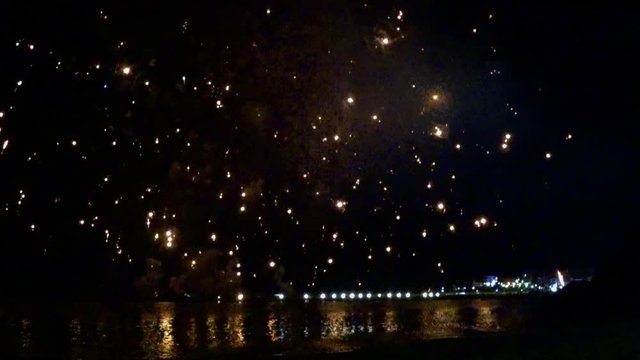 Night pyrotechnics display for the local festival fired on the quay