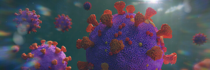 Covid-19, coronavirus that causes respiratory infections, Sars-CoV-2 virus background 