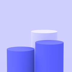 3d purple violet cylinder podium minimal studio background. Abstract 3d geometric shape object illustration render. Display for cosmetic perfume fashion product.
