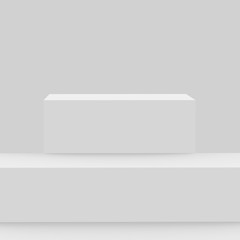 3d gray white stage podium scene minimal studio background. Abstract 3d geometric shape object illustration render. Display for online business product.