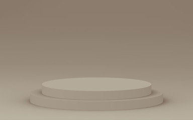 3d brown cylinder podium minimal studio background. Abstract 3d geometric shape object illustration render. Display for cosmetic perfume fashion product.
