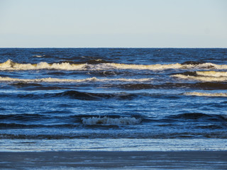 Big waves with white foam of the Gulf of Riga.