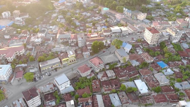 Aerial shot of Chake Chake, the largest city of the Pemba island at Zanzibar Archipelago
