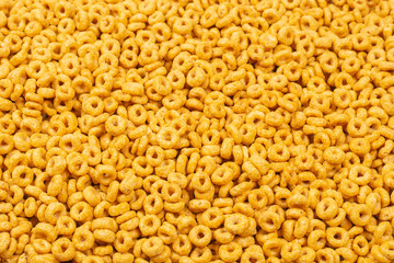 Corn-flakes background and texture. Top view.