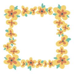 Floral vintage border for text. Vector illustration. Vector flowers frame for wedding invitation, greeting card, holiday poster. Floral frame isolated on the white background