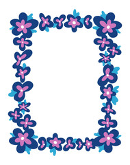 Floral frame vector template. Frame with hand drawn leaves and flowers. Wedding Invitation botanical design. Decorative border with beautiful flowers