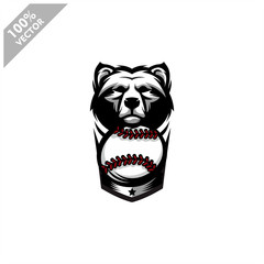 Baseball Bear team logo design. Scalable and editable vector.