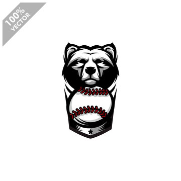 Baseball Bear team logo design. Scalable and editable vector.