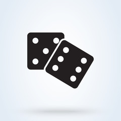 Two Black Dice cube icon logo. symbol illustration