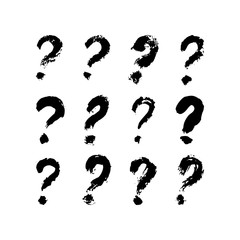Question mark of ink brushstrokes. Vector grunge punctuation sign