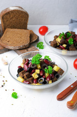 Red Bean and Rye Bread Salad, Tasty Appetizer
