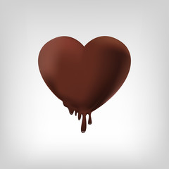 Glossy chocolate brown heart shaped candy melts