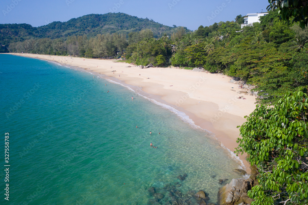 Wall mural aerial view of beautiful naithon beach in phuket, thailand