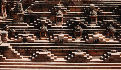 Naklejka premium View of the Step Well at Sun Temple in Modhera, Gujarat, India