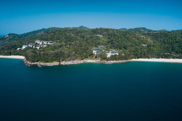 Obraz premium Aerial drone view of tropical beach in Phuket, Thailand