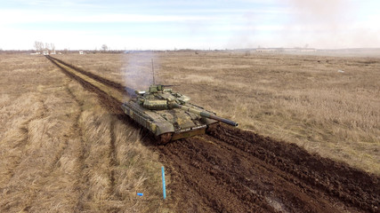 Tank company drills,T-64 tank on the battlefield