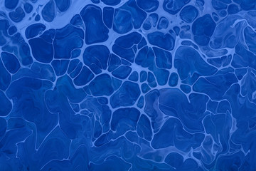 Classic Blue sapphire waves and spot drops. Acrylic Fluid Art. Abstract aqua background or texture