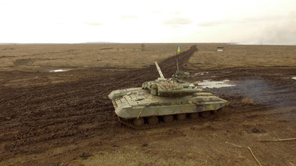 Tank company drills,T-64 tank on the battlefield