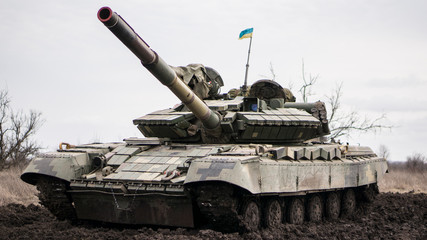 Tank company drills,T-64 tank on the battlefield
