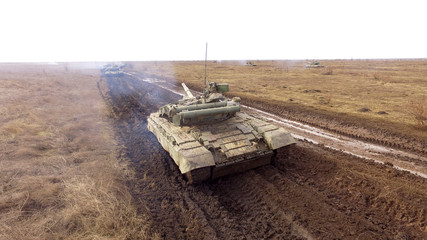 Tank company drills,T-64 tank on the battlefield