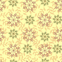 Textile floral pattern on a yellow background. Seamless vector vintage print for fabric.