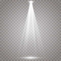 The spotlight shines on the stage. light exclusive use lens flash light effect. light from a lamp or spotlight. lighted scene. podium under the spotlight.