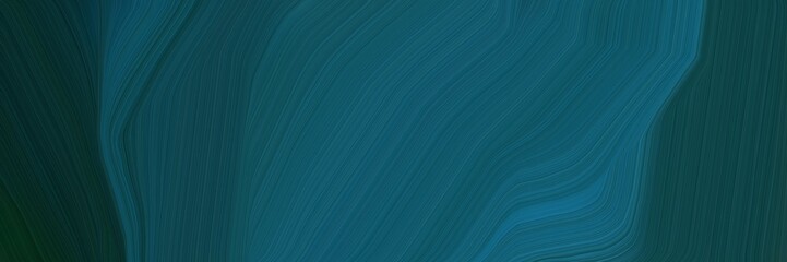 futuristic banner with waves. elegant curvy swirl waves background illustration with teal green, very dark blue and teal blue color