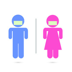 Restroom sign for men and women with virus face mask illustration graphic design