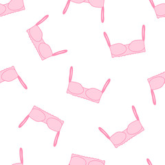 Seamless pattern with women underwear.  Background with bra. Hand drawn.