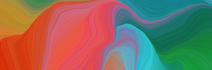 futuristic banner with waves. modern soft swirl waves background illustration with sea green, coffee and light slate gray color