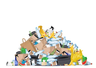 Pile of garbage. The concept of ecology and World Cleanup Day. © Julia Shamayaeva