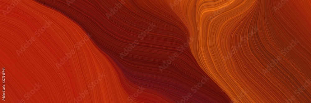 Poster futuristic background banner with dark red, firebrick and coffee color. modern soft curvy waves back