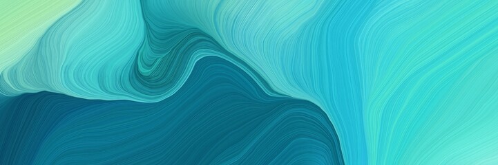 landscape orientation graphic with waves. modern waves background design with medium turquoise, teal and pale green color