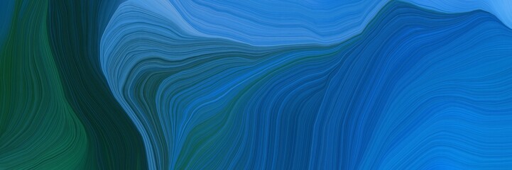futuristic background banner with strong blue, very dark blue and teal green color. elegant curvy swirl waves background illustration