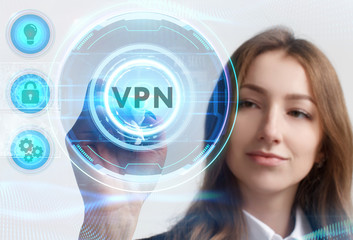 Business, Technology, Internet and network concept. Young businessman working on a virtual screen...
