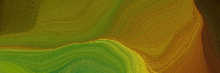 futuristic banner with waves. elegant curvy swirl waves background design with olive, very dark green and brown color