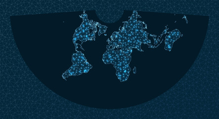 Illustration of global network. Conic Equidistant projection. World Network. Stylish connections map. Vector illustration.