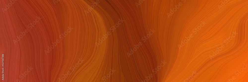Poster landscape banner with waves. modern soft swirl waves background design with saddle brown, coffee and