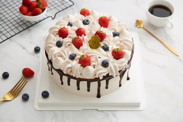 Delicious strawberry birthday cake