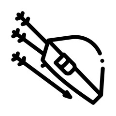 Bag With Archery Arrows Icon Thin Line Vector. Package Container For Carrying And Storing Arrows Concept Linear Pictogram. Monochrome Outline Sign Isolated Contour Symbol Illustration