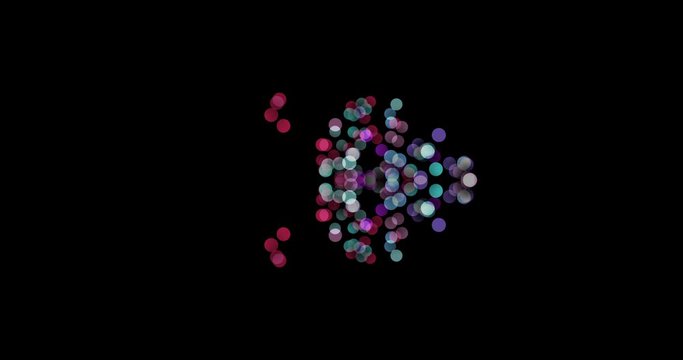 Abstract kaleidoscopic system with bubbles as liquid element blob. TRasnformation of mirrored liquid system as organic creature