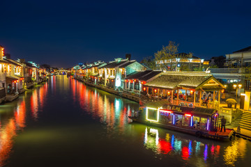 Night view of Qingming Bridge in Wuxi, China.