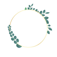 circle vintage frames with leaves and eucalyptus. Vector image © Axelzonecreative