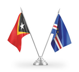 Cabo Verde and Timor-Leste East Timor table flags isolated on white 3D rendering